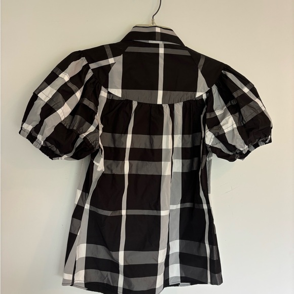 Pink tartan puffed sleeves, size 8, plaid with round silver buttons - Picture 2 of 9